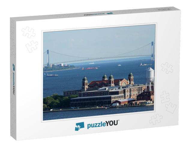 Ellis Island & Verrazzano-Narrows Bridge. New York... Jigsaw Puzzle