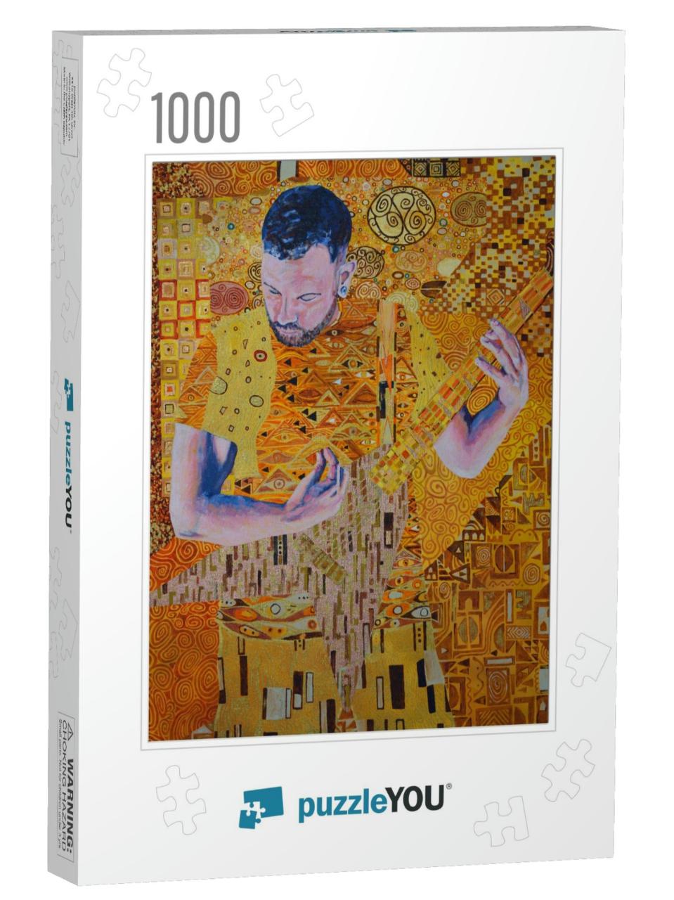Painting of Electric Guitarist Produced in the Style of G... Jigsaw Puzzle with 1000 pieces