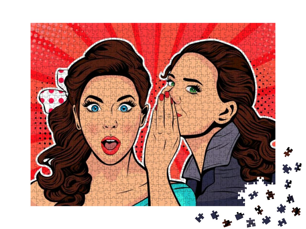 Woman Whispering Gossip or Secret to Her Friend. Colorful... Jigsaw Puzzle with 1000 pieces
