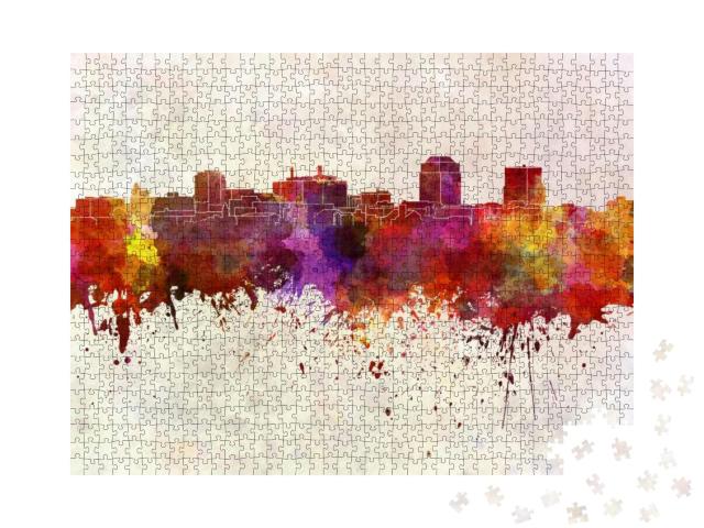 Colorado Springs Skyline in Watercolor Background... Jigsaw Puzzle with 1000 pieces