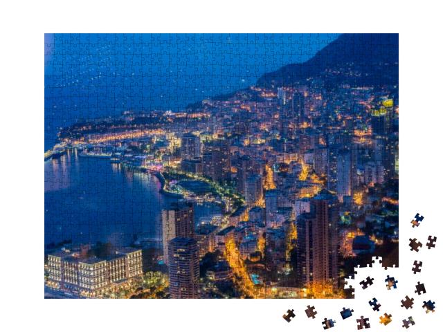 Night View of Monaco from Mountain... Jigsaw Puzzle with 1000 pieces