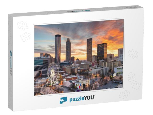 Atlanta, Georgia, USA Downtown Skyline At Dusk... Jigsaw Puzzle