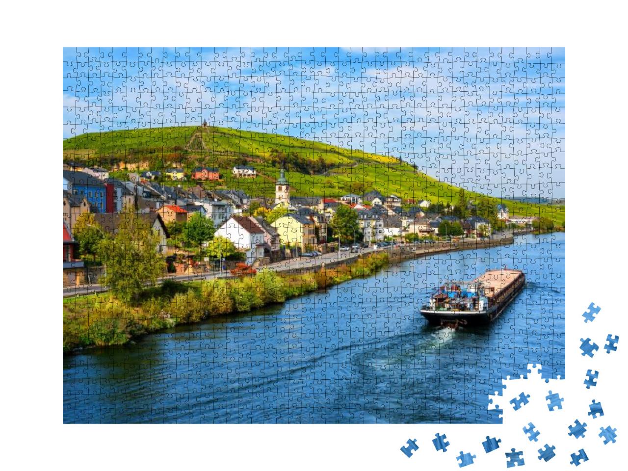 Moselle River by Wormeldange, Luxembourg Country, with Vi... Jigsaw Puzzle with 1000 pieces