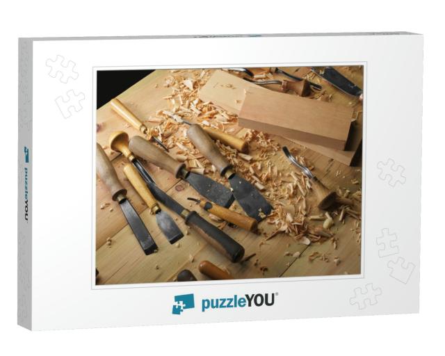 Carpenter Wood Carving Equipment. Woodworking, Craftsmans... Jigsaw Puzzle