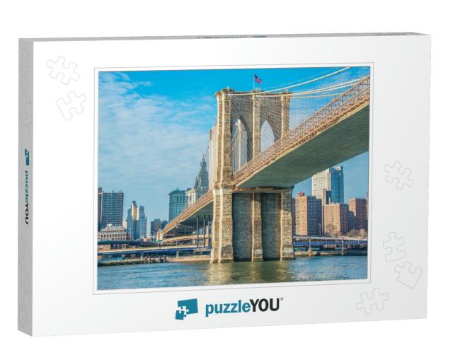 Brooklyn Bridge in New York on Bright Summer Day... Jigsaw Puzzle