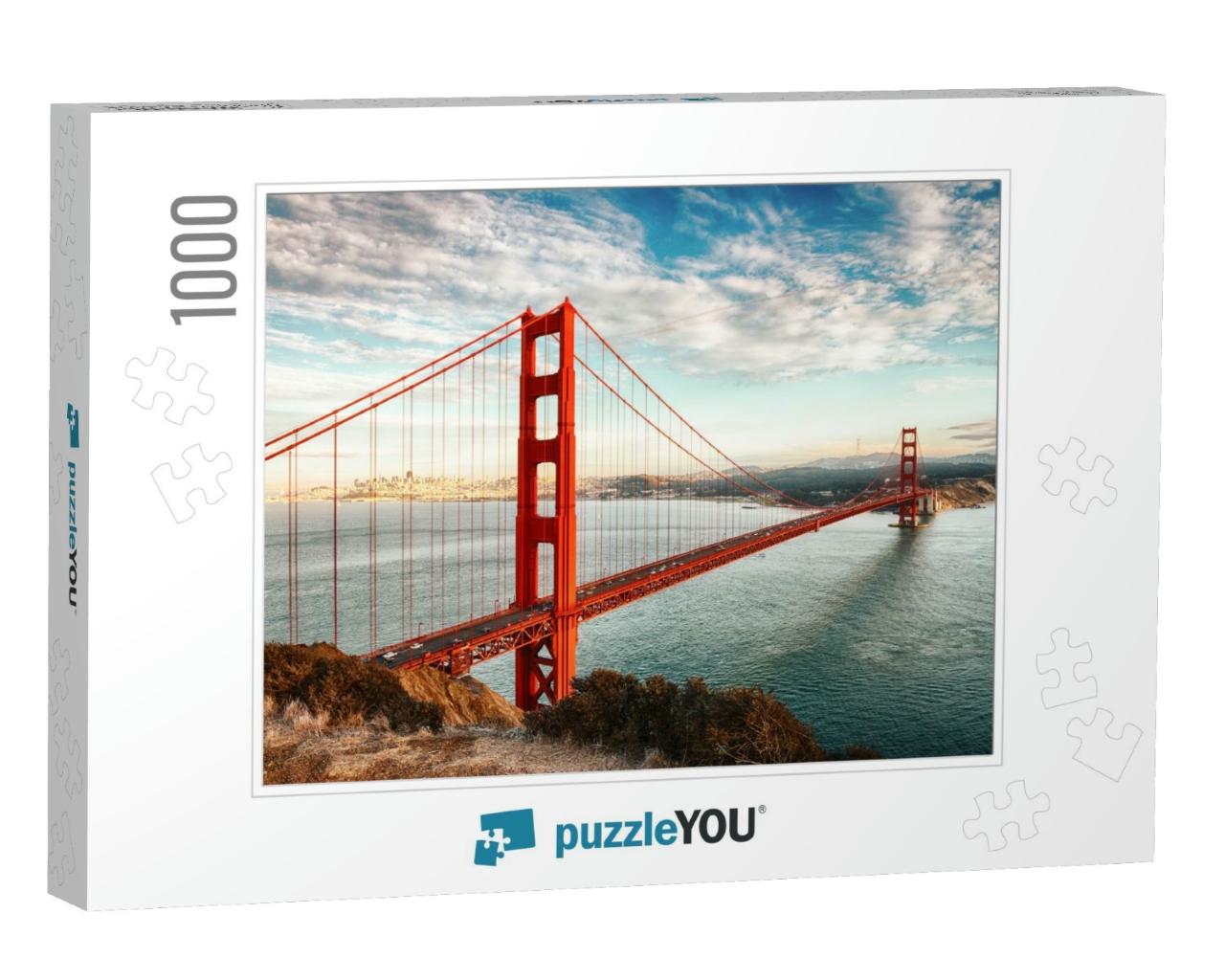 Famous Golden Gate Bridge, San Francisco At Night, Usa... Jigsaw Puzzle with 1000 pieces