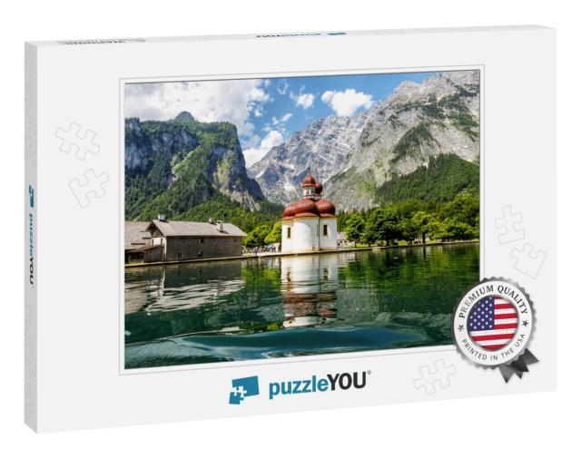 Koenigssee, Church of St. Bartholomew, View from the Lake... Jigsaw Puzzle