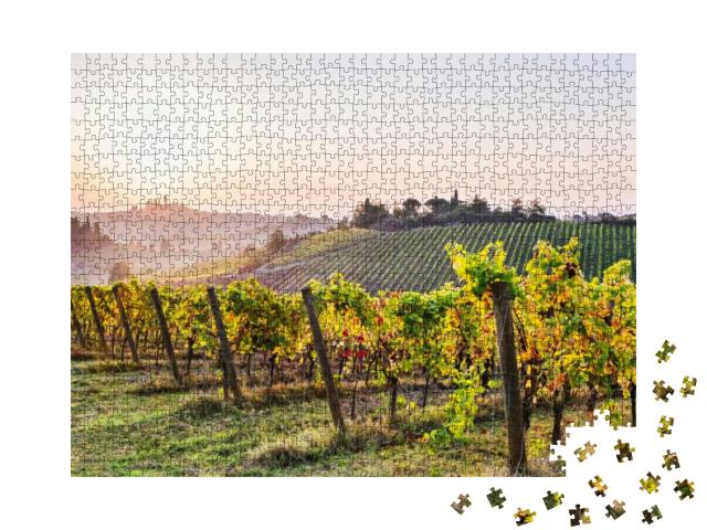Beautiful Valley in Tuscany, Italy. Vineyards & Landscape... Jigsaw Puzzle with 1000 pieces