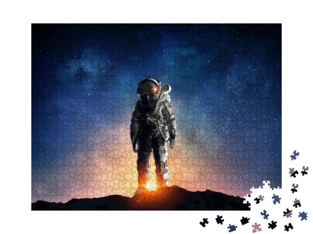 Astronaut in Outer Space. Mixed Media. Mixed Media... Jigsaw Puzzle with 1000 pieces