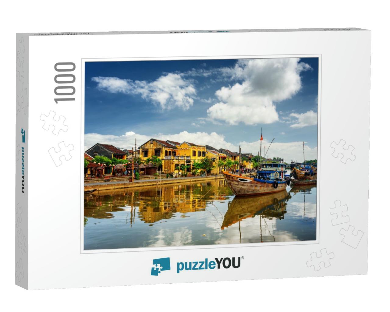 Wooden Boats on the Thu Bon River in Hoi an Ancient Town... Jigsaw Puzzle with 1000 pieces