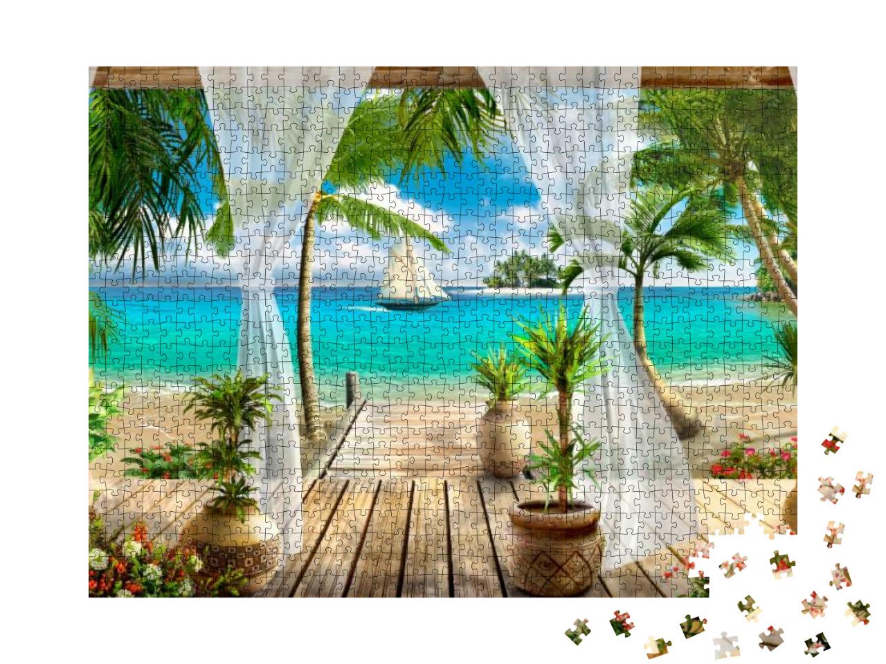 Tropical Sea View from the Window... Jigsaw Puzzle with 1000 pieces