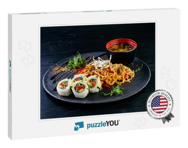 Asian Food Table with Various Kind of Chinese Food, Noodl... Jigsaw Puzzle