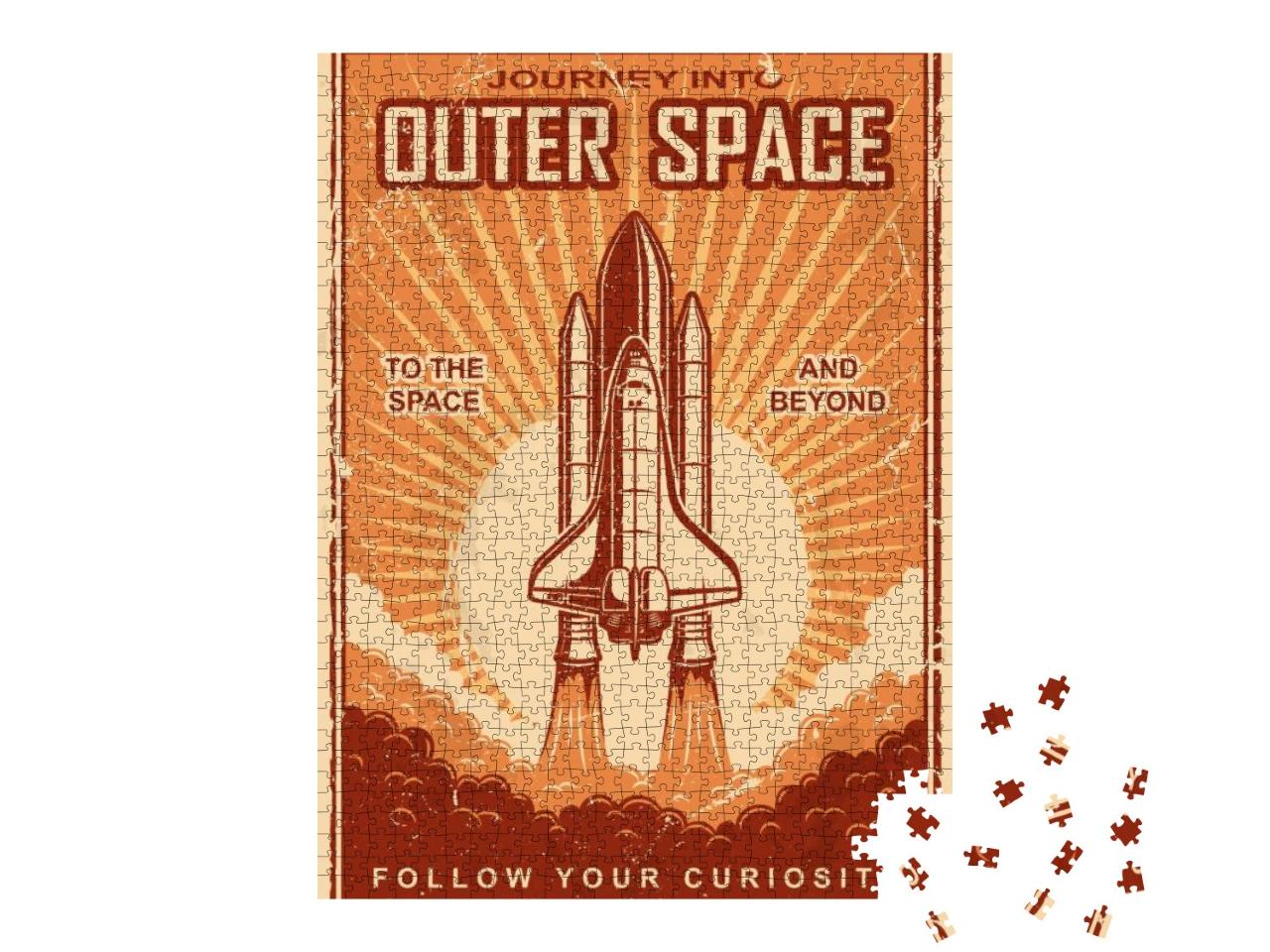 Vintage Poster with Shuttle Launch on a Grunge Background... Jigsaw Puzzle with 1000 pieces