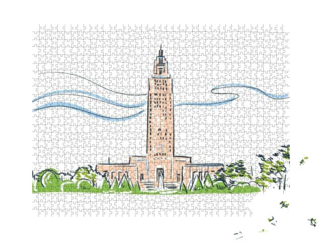 Baton Rouge Louisiana USA America Vector Sketch City Illus... Jigsaw Puzzle with 1000 pieces