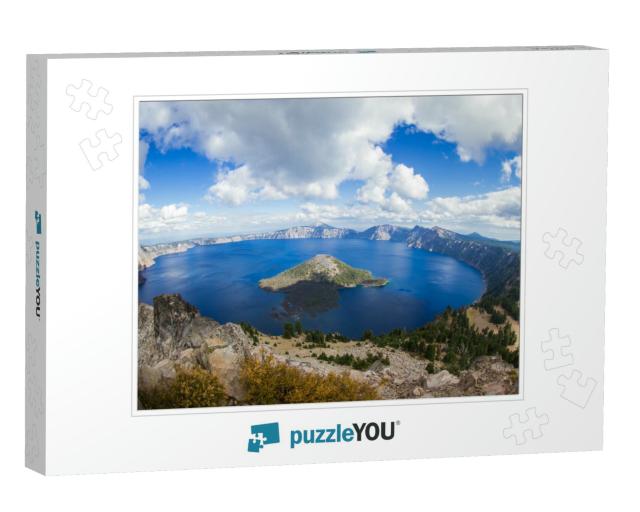 Wide Angle View of Crater Lake Form the Top of Watchman's... Jigsaw Puzzle