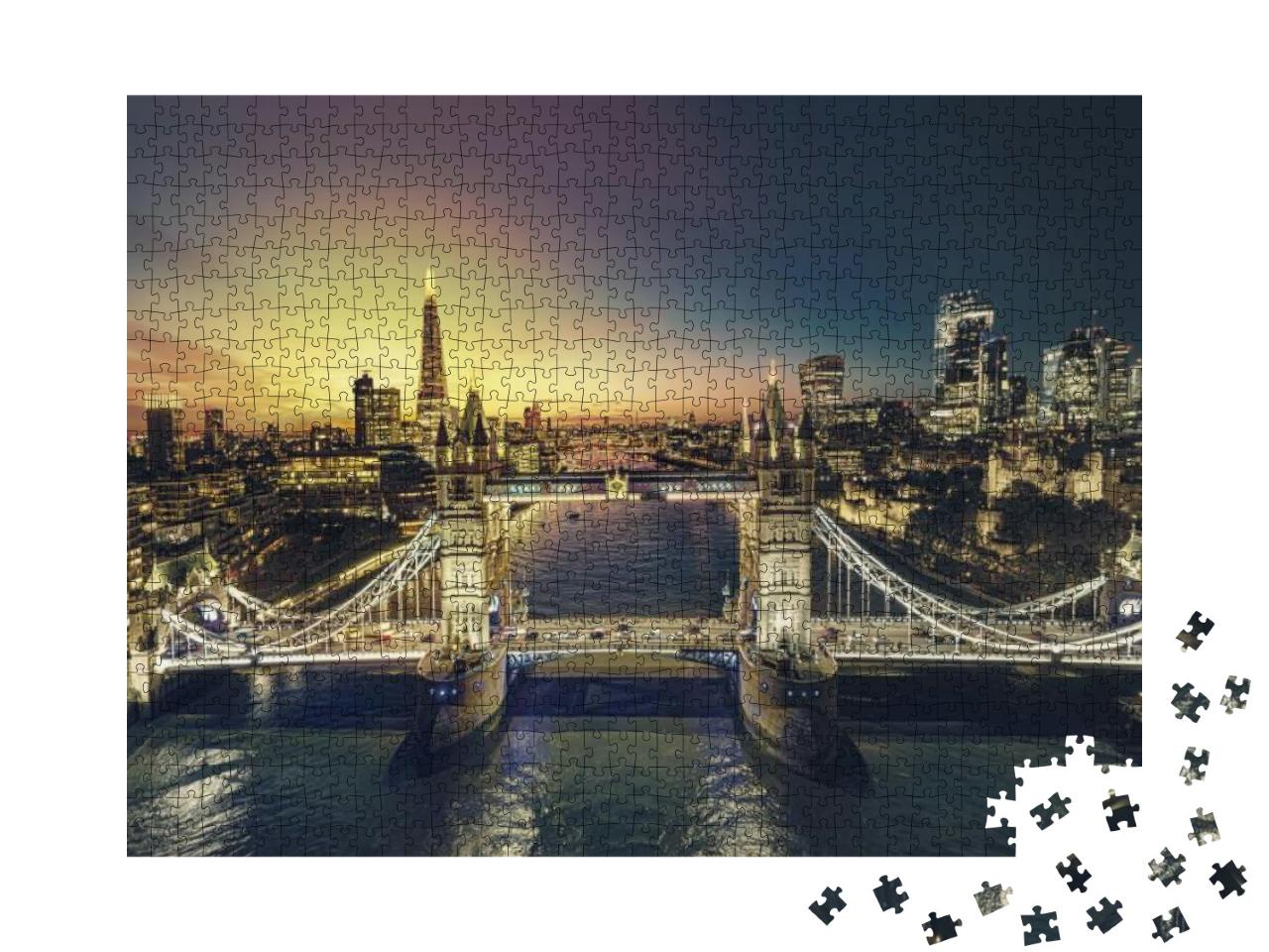 Sunset in London. Business Modern District View... Jigsaw Puzzle with 1000 pieces