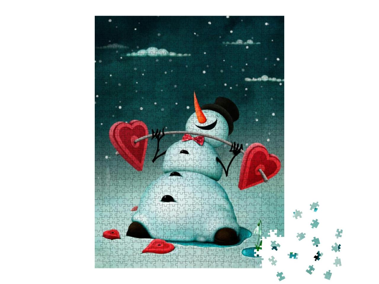 Holiday Greeting Card or Poster for Valentines Day or Chr... Jigsaw Puzzle with 1000 pieces