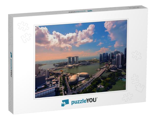 Singapore Cityscape At Dusk. Landscape of Singapore Busin... Jigsaw Puzzle