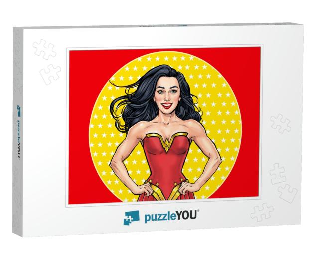 Pop Art Super Hero Woman. Girl Power Advertising Poster... Jigsaw Puzzle