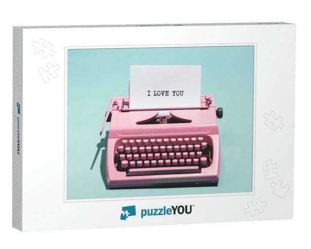 Pink Vintage Typewriter with a White Sheet of Paper & I L... Jigsaw Puzzle