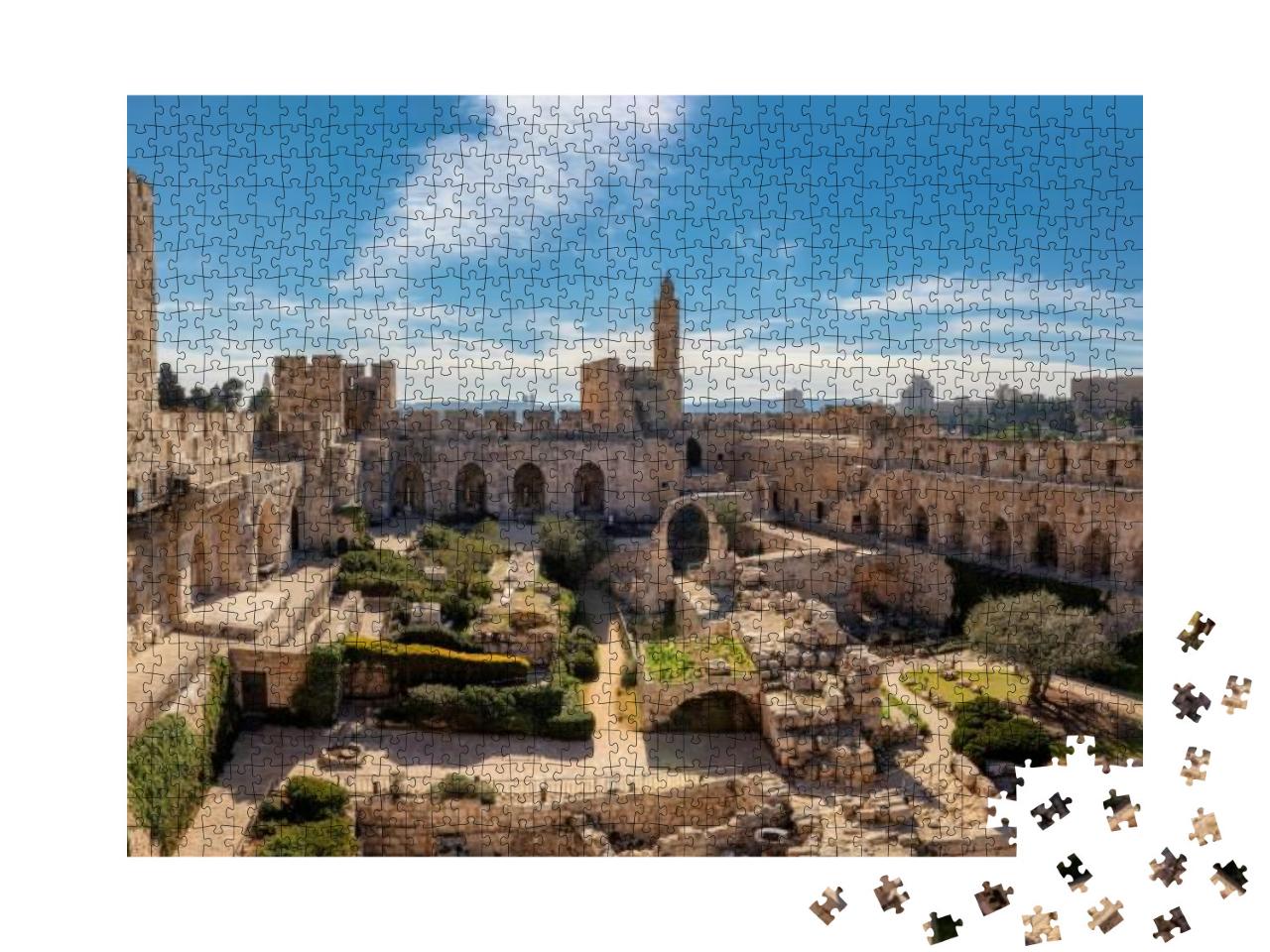 Panorama of David's Tower in Old City of Jerusalem with V... Jigsaw Puzzle with 1000 pieces