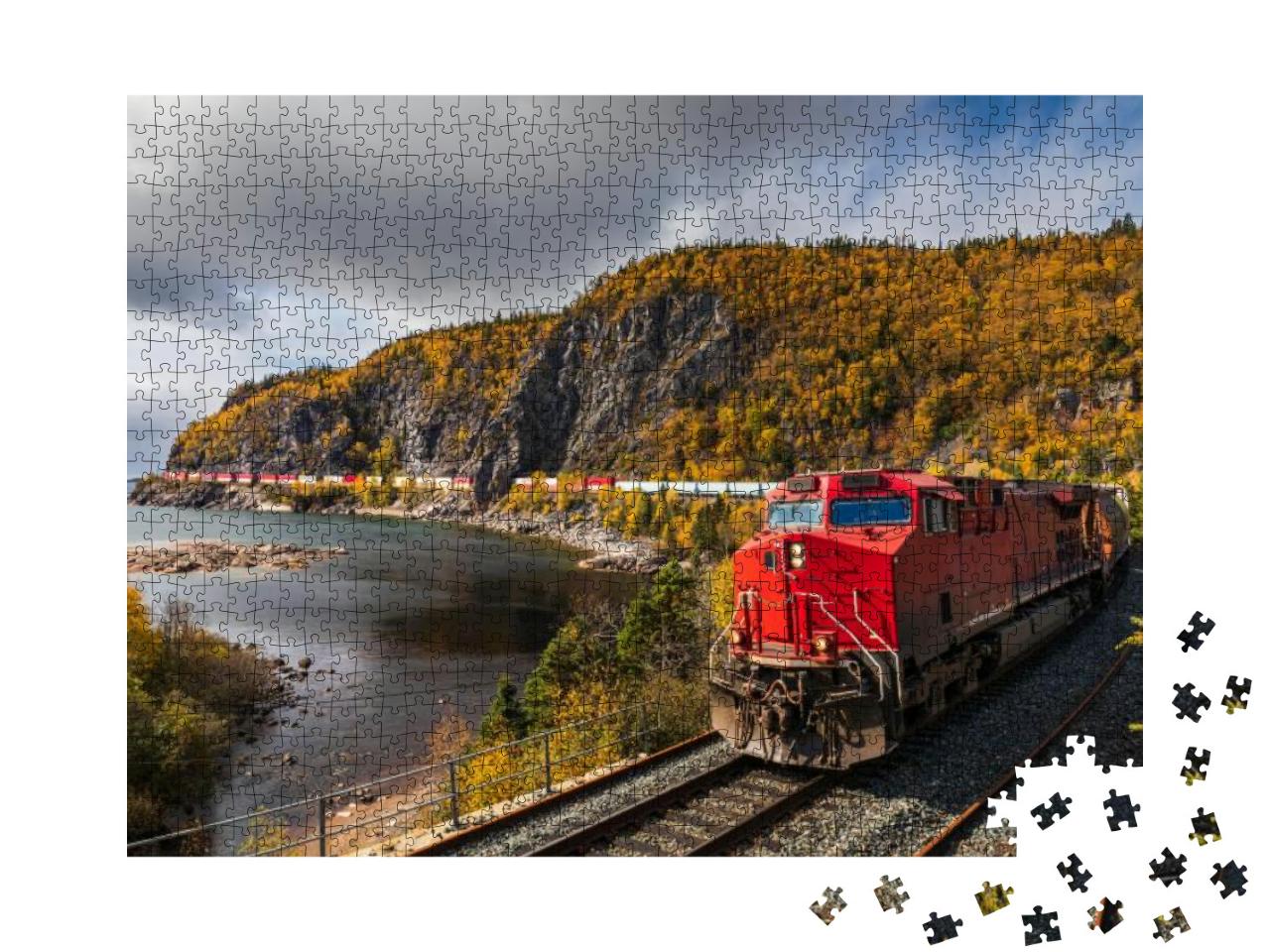 A Freight Train Hauls Shipping Containers Through the Rug... Jigsaw Puzzle with 1000 pieces