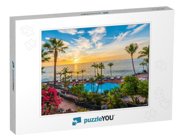 Sunset on the Adeje Coast, Tenerife, Spain... Jigsaw Puzzle