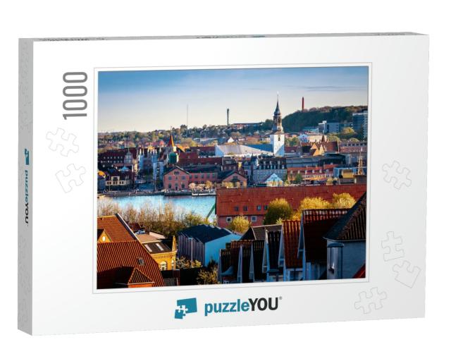 View of Central Aalborg & Waterfront from Noerre Sundby... Jigsaw Puzzle with 1000 pieces