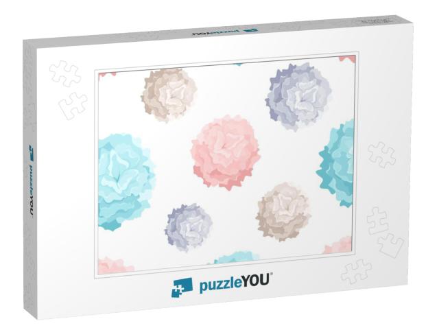 Modern Seamless Pattern with Colorful Pom Poms of Differe... Jigsaw Puzzle