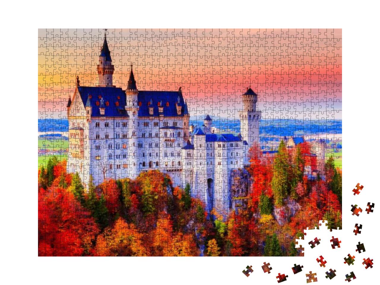 Germany. Famous Neuschwanstein Castle in the Background o... Jigsaw Puzzle with 1000 pieces