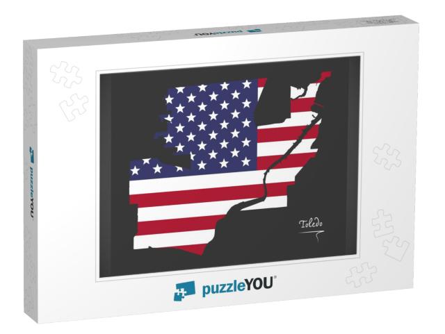 Toledo Ohio Map with American National Flag Illustration... Jigsaw Puzzle