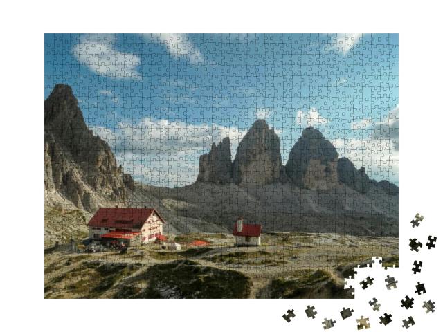Drei Zinnenhuette & a Small Chapel, with Red Rooftop & Sm... Jigsaw Puzzle with 1000 pieces