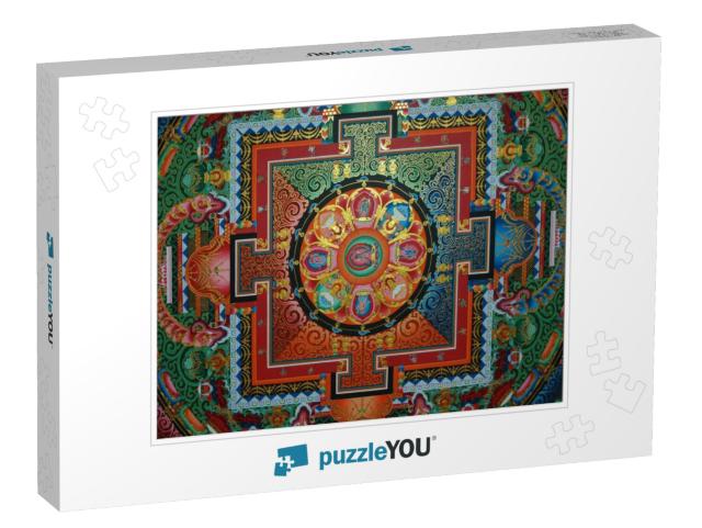 Square Mandala on the Ceiling of a Tibetan Monastery... Jigsaw Puzzle