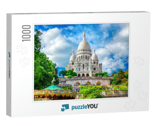 Basilica Sacre Coeur in Montmartre in Paris, France... Jigsaw Puzzle with 1000 pieces