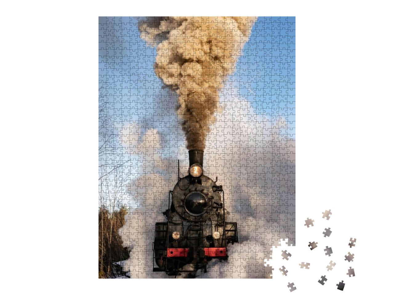 Old Vintage Steam Train on the Rail Road. Steam, Smoke Co... Jigsaw Puzzle with 1000 pieces