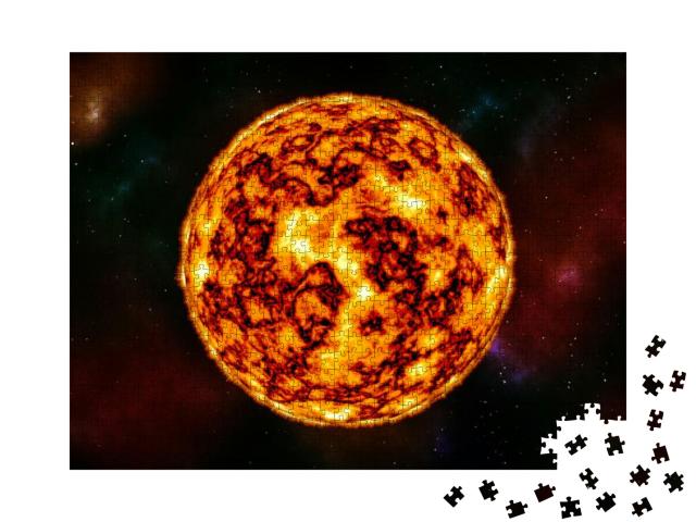 Sun in Space with Plasma Background... Jigsaw Puzzle with 1000 pieces