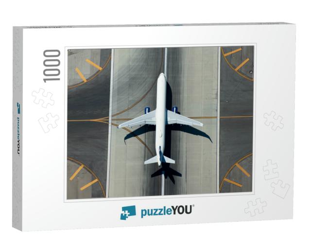 Aerial View of Narrow Body Aircraft Departing Airport Run... Jigsaw Puzzle with 1000 pieces