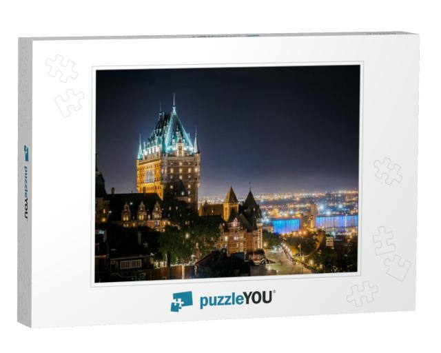 Quebec City Skyline by Night... Showing Chateau Frontenac... Jigsaw Puzzle