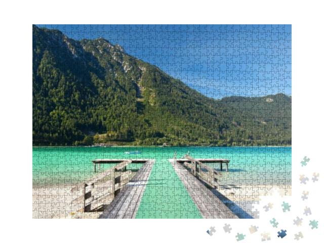 Achensee Lake Achen Old Wooden Stairway on Lake Austria... Jigsaw Puzzle with 1000 pieces