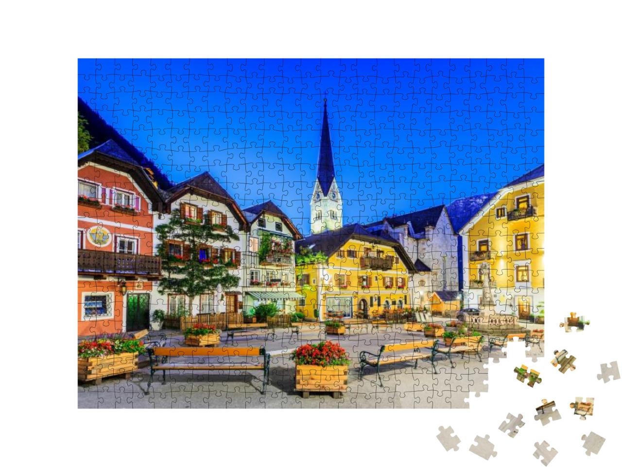 Hallstatt, Austria. Mountain Village in the Austrian Alps... Jigsaw Puzzle with 500 pieces