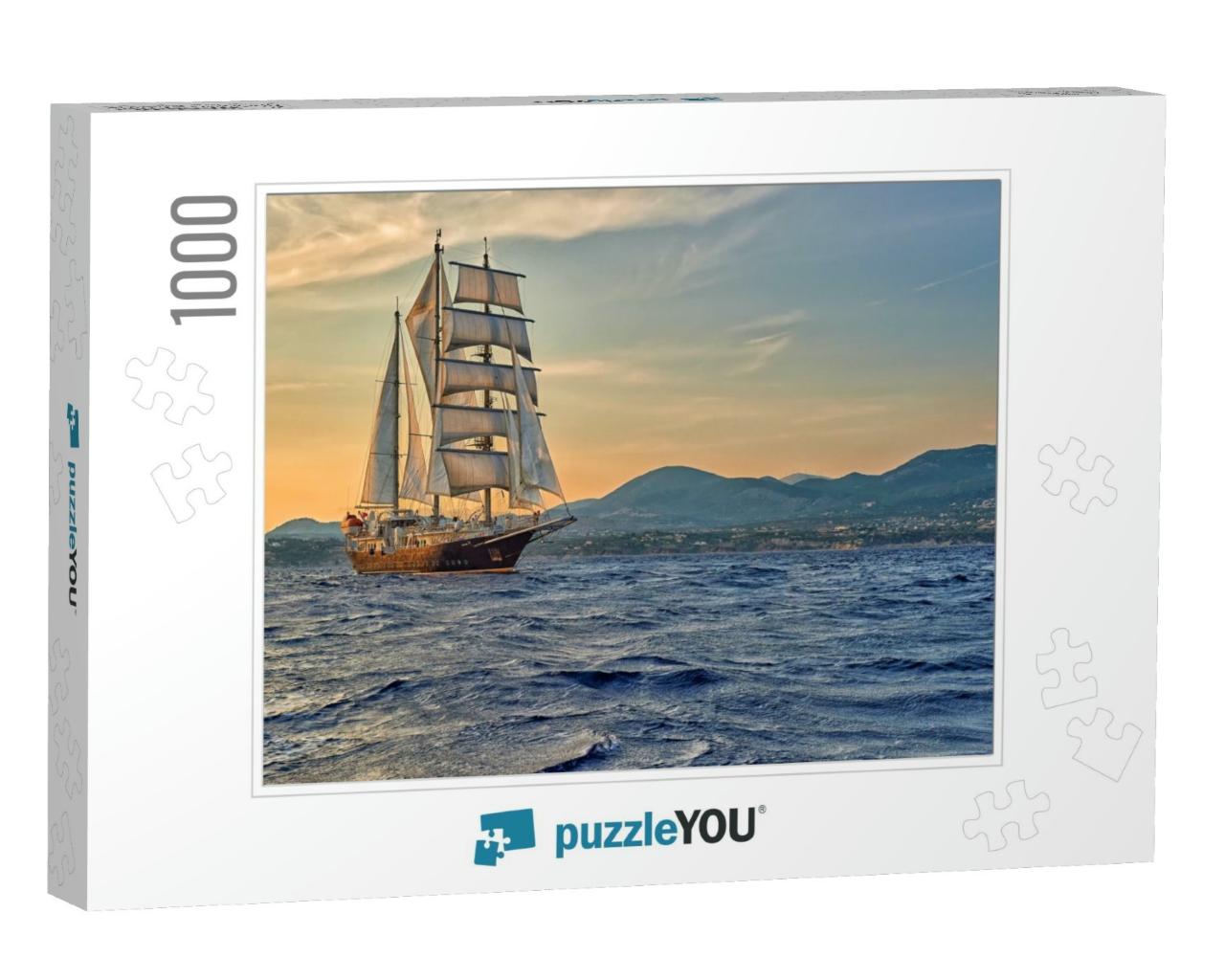Sailing Ship on a Sea Cruise. Yachting. Travel... Jigsaw Puzzle with 1000 pieces
