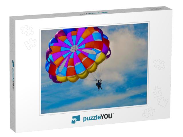 Close Up Picture of a Person in the Sky with Colorful Par... Jigsaw Puzzle