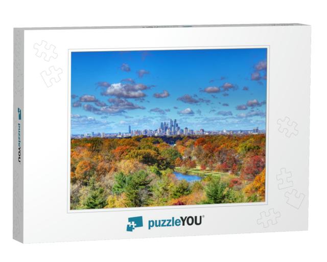Center City Philadelphia Skyline with Fall Colors... Jigsaw Puzzle