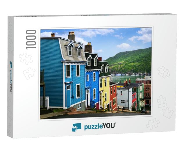 Street with Colorful Houses Near Ocean in St. Johns, Newf... Jigsaw Puzzle with 1000 pieces