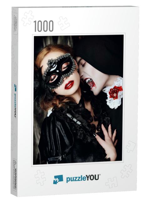 Halloween Carnival. Bloodthirsty Male Vampire in Medieval... Jigsaw Puzzle with 1000 pieces