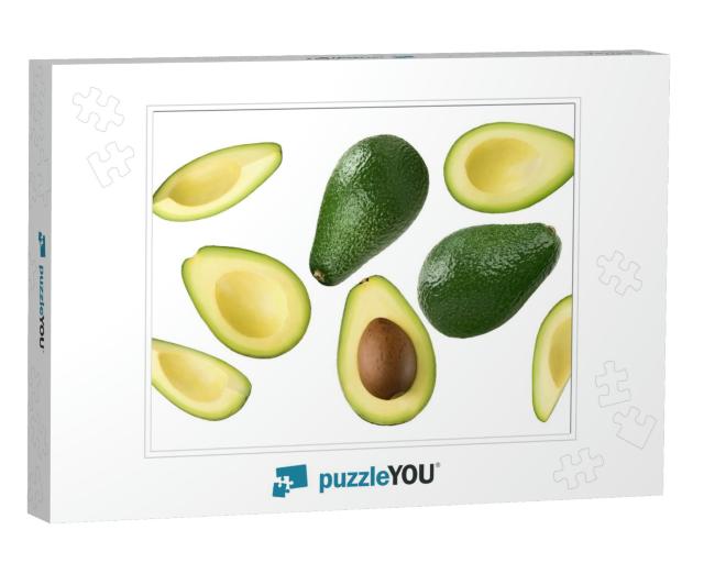 Avocado Pieces Set Isolated on White Background as Packag... Jigsaw Puzzle