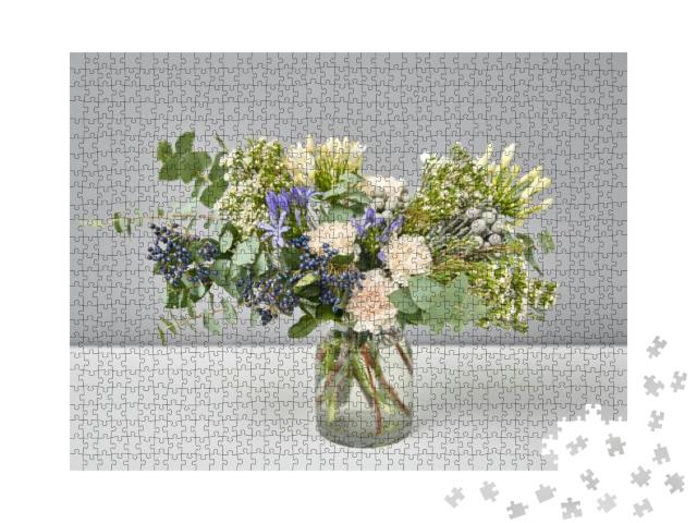 Finished Flower Arrangement in a Vase for Home. Flowers B... Jigsaw Puzzle with 1000 pieces