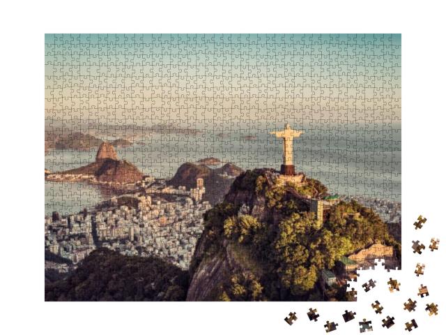 Aerial Panorama of Botafogo Bay & Sugar Loaf Mountain At... Jigsaw Puzzle with 1000 pieces
