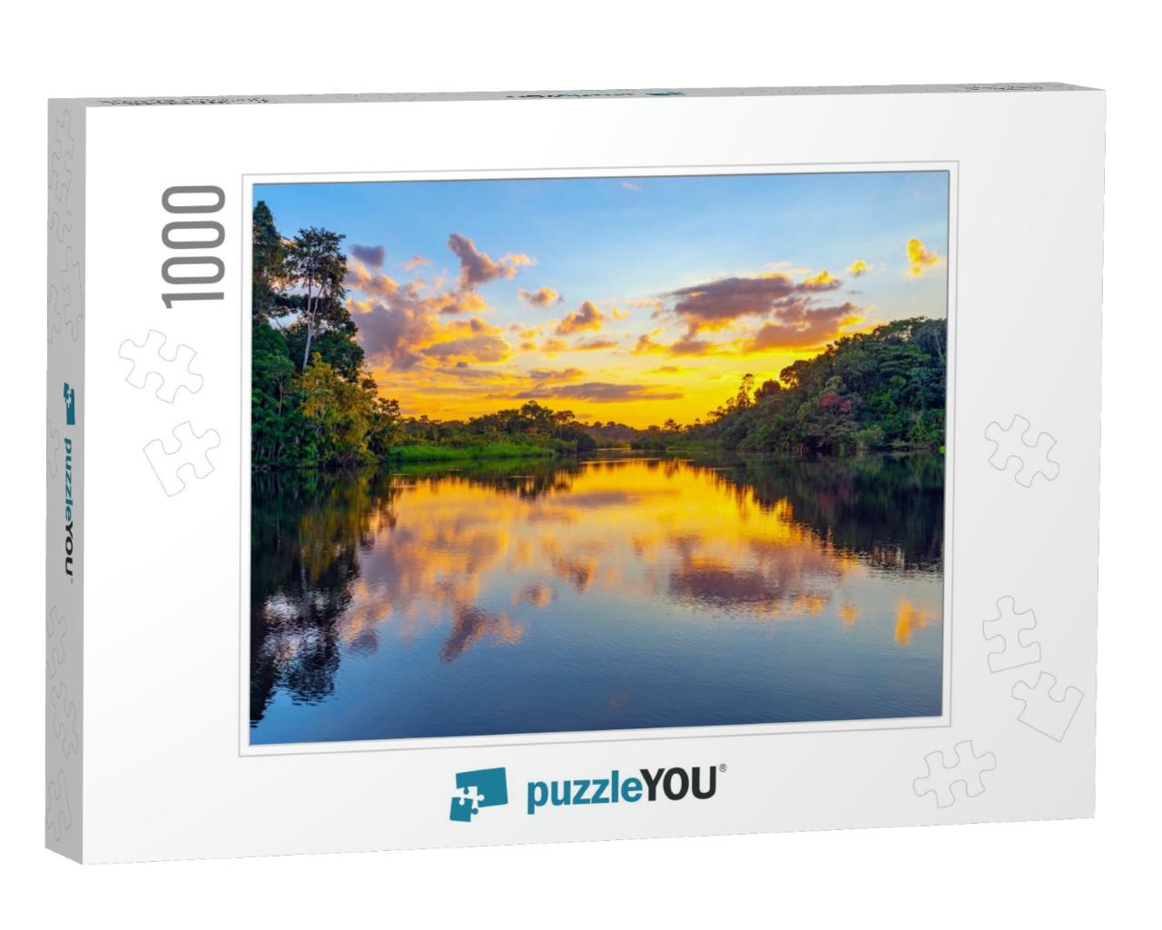 A Magic Sunset in the Amazon Rainforest Inside Yasuni Nat... Jigsaw Puzzle with 1000 pieces