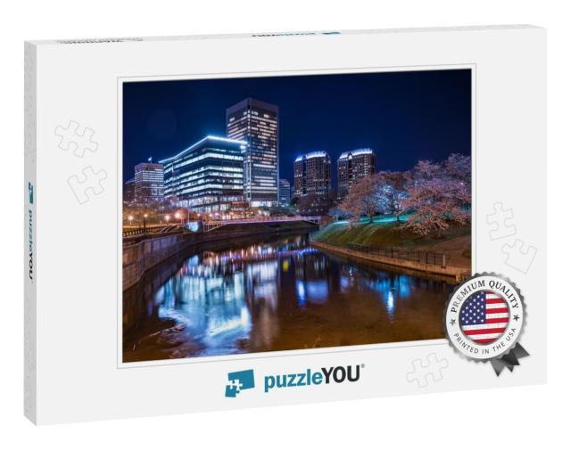 Richmond, Virginia Night City Skyline Along the James Riv... Jigsaw Puzzle